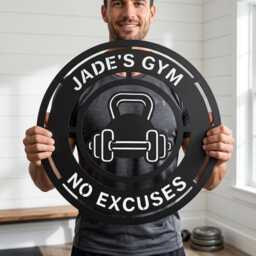 Personalised Gym Sign, Custom Gifts For Her Him, Fitness Center Bodybuilder Wall Hanging, Weightlifting Workout Room Home Gym, Barbell - thumbnail 3