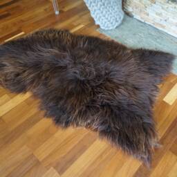 Sheepskin Brown Throw Genuine Leather Wool Carpet Decorative Rug Brown, Carpet, Gray Rugs, Chair Throw, Shag - thumbnail 3