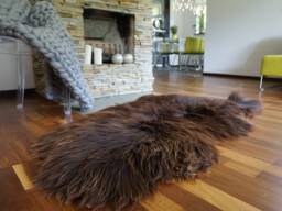 Sheepskin Brown Throw Genuine Leather Wool Carpet Decorative Rug Brown, Carpet, Gray Rugs, Chair Throw, Shag - thumbnail 1