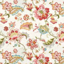 Jacobean Linen Curtain Panel, Floral Window Panel in Kaufmann Designer Fabric Ophilia Blossom - thumbnail 3