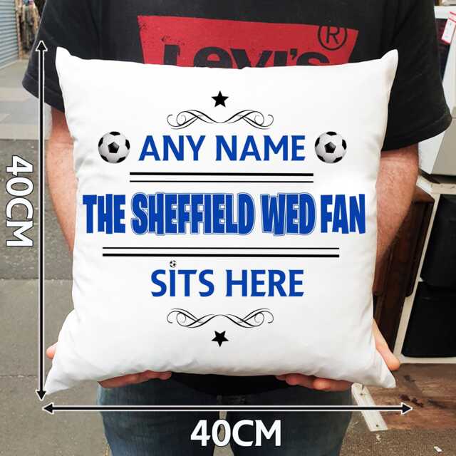 Personalised Sheffield Wednesday Football Cushion. With Any Name. Fan Cushion Hillsbrough Stadium - image 1