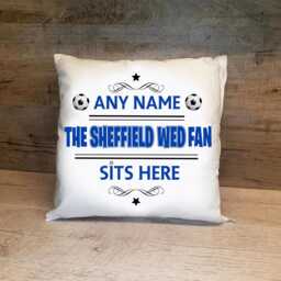 Personalised Sheffield Wednesday Football Cushion. With Any Name. Fan Cushion Hillsbrough Stadium - thumbnail 3
