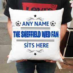 Personalised Sheffield Wednesday Football Cushion. With Any Name. Fan Cushion Hillsbrough Stadium - thumbnail 2