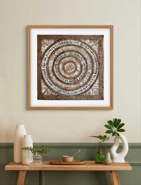 Handmade Mexican Amate Paper Wall Art - Large 23.5x23.5 Modern - Unframed Dark Brown - image 1