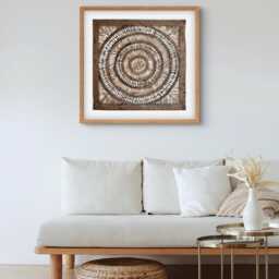 Handmade Mexican Amate Paper Wall Art - Large 23.5x23.5 Modern - Unframed Dark Brown - thumbnail 2