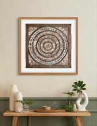 Handmade Mexican Amate Paper Wall Art - Large 23.5x23.5 Modern - Unframed Dark Brown - thumbnail 1