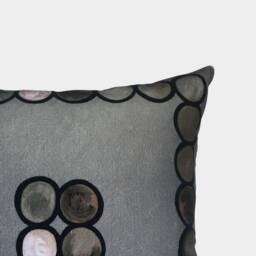 Ombr?? Circle Velvet Cushion, Pewter + Charcoal - thumbnail 2