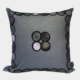 Ombr?? Circle Velvet Cushion, Pewter + Charcoal - thumbnail 1