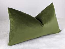 Knitted Velvet Olive Green Cushion Cover Cedar Moss Colourway, Soft Velvet Cushion Cover Decorative Pillow Case Rectangle, Bolster