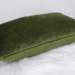 Knitted Velvet Olive Green Cushion Cover Cedar Moss Colourway, Soft Velvet Cushion Cover Decorative Pillow Case Rectangle, Bolster - thumbnail 3