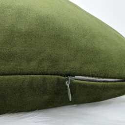 Knitted Velvet Olive Green Cushion Cover Cedar Moss Colourway, Soft Velvet Cushion Cover Decorative Pillow Case Rectangle, Bolster - thumbnail 4