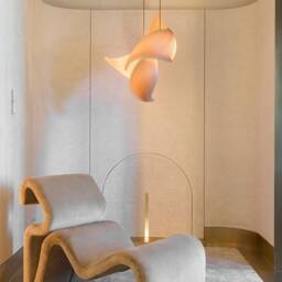 Handcrafted Japandi Staircase Chandelier Lighting Studiovayehi - Wood Pendant Organic Modern Kitchen-And-Dining Light Two Wings - thumbnail 3