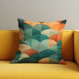 Bold Geometric Cushion Cover, Retro Teal & Burnt Orange Fan Pattern Pillow Case, Mid-Century Or Modern Living Room Throw Cover - thumbnail 2
