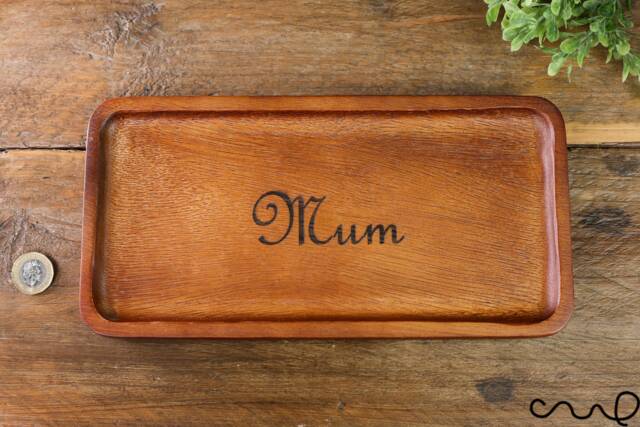 Engraved Wooden Tray For Mum - Rustic Handmade Keepsake - image 1