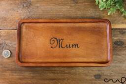 Engraved Wooden Tray For Mum - Rustic Handmade Keepsake - thumbnail 1