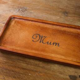Engraved Wooden Tray For Mum - Rustic Handmade Keepsake - thumbnail 3