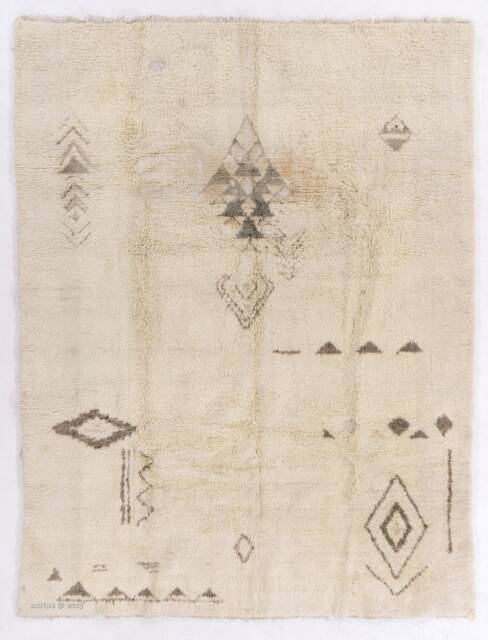 Hand Knotted Beni Ourain Rug Beige Moroccan Wool Carpet - image 1
