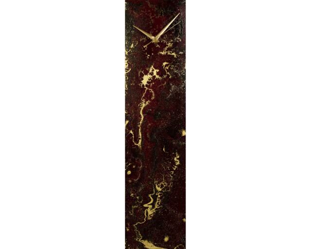 Unusual Wall Clock Dark Red & Gold Quirky With Lights For Modern Home Decor, Luxury Glass Decor Gift Her, Decorative - image 1
