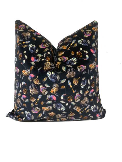 High End Luxury Designer Velvet Character Midnight Handmade Cushion Cover Interior Decorative - image 1