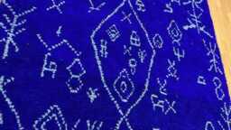 Handmade Moroccan Tufted Rug -Blue Boho Bedroom Decor - thumbnail 4