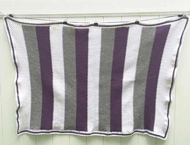 Rugby Stripe Textured Crochet Blanket - image 1