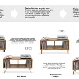 Solid Wood Record Player Stand Vinyl Storage Cabinet, Hifi Rack - thumbnail 4