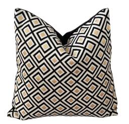 Geometric Diamonds Cushion Cover Black, White & Gold Nordic Throw Pillow - thumbnail 1