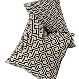 Geometric Diamonds Cushion Cover Black, White & Gold Nordic Throw Pillow - thumbnail 3