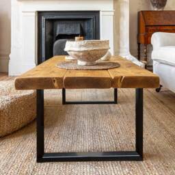 Rustic Solid Wood Coffee Table Handcrafted Box Leg Design