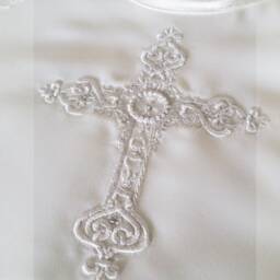 White Cream Or Ivory Warm Fleece Baby Blanket For A Baptizm Baptism Christening Personalized With Child's Name Cotton Cluny Lace - thumbnail 4