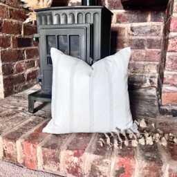1635. Camilla Stripe in Grey, Handmade 100% Cotton Cushion Cover, Various Sizes - thumbnail 1