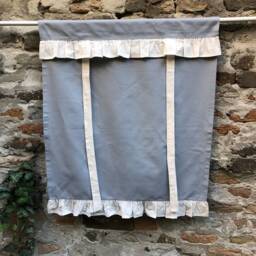 Grey Curtain Farmhouse Tie Up Valance Extra Wide Window French Country Living Room Custom Size Blind Shade With Beige Ruffle - thumbnail 4