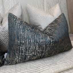 Designer Teal Gold Cushion Cover, Lumbar 12 X 20