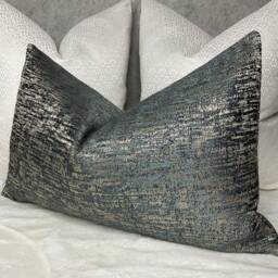 Pepin River Cushion Pillow Cover - Teal Gold For Sofa Bed Designer Fabric, Ashley Wilde Fabric- Rectangle Size Double Sided - thumbnail 4