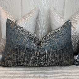 Designer Teal Gold Cushion Cover, Lumbar 12 X 20 - thumbnail 4