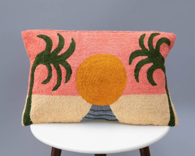 Crewel Embroidered Lumber Pillow Cover Boho Cotton Cushion - image 1
