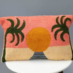Crewel Embroidered Lumber Pillow Cover Boho Cotton Cushion - thumbnail 2
