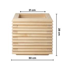 Natural Indoor Wooden Planter, Terrace Flowerpot in Minimal Design 3D, Pot For Outdoor Or Indoor, Boho Patio Flower - thumbnail 2