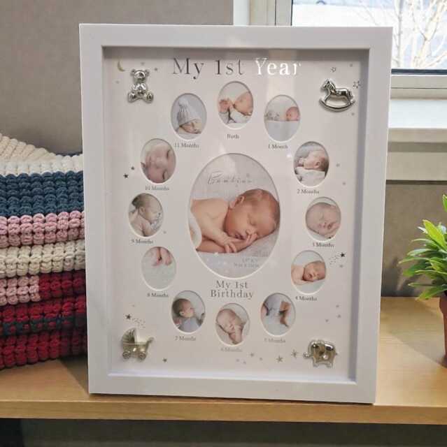 Baby Photo Frame, Picture Frame For Baby's First Year, First Year Babies, Gift Newborns, Wooden - image 1