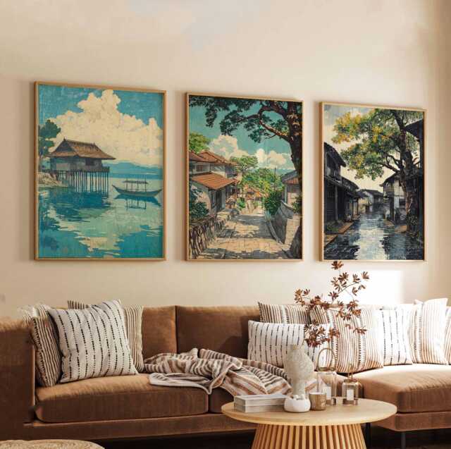 Set Of 3 Cebu Posters, Philippines Travel Prints, Island Wall Art, Decor Set, Tropical Art - image 1