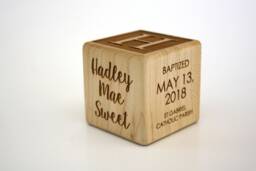 Custom Engraved Baptism Baby Block // Gift Christening Gifts Wooden Personalized