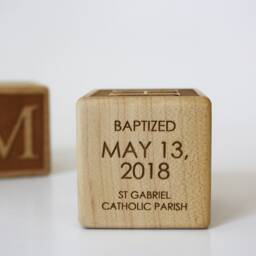 Custom Engraved Baptism Baby Block // Gift Christening Gifts Wooden Personalized - thumbnail 3