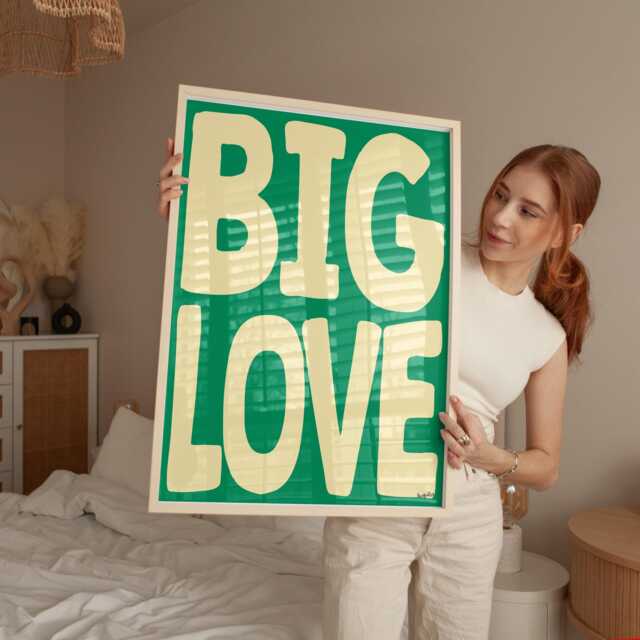 Big Love Print - Typography Print, Retro Wall Art, Dorm Trending Aesthetic Art Poster Unframed - image 1