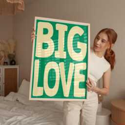 Big Love Print - Typography Print, Retro Wall Art, Dorm Trending Aesthetic Art Poster Unframed - thumbnail 1