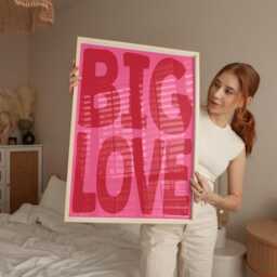 Big Love Print - Typography Print, Retro Wall Art, Dorm Trending Aesthetic Art Poster Unframed - thumbnail 3