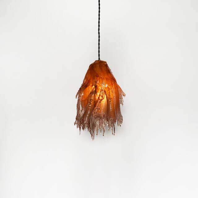 The Roca Lamp. Handmade One-Of-A-Kind, Brown Resin Pendant Sculptural Jellyfish Melting Drip Resin. Home Decor Light Fixture - image 1