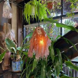 The Roca Lamp. Handmade One-Of-A-Kind, Brown Resin Pendant Sculptural Jellyfish Melting Drip Resin. Home Decor Light Fixture - thumbnail 2