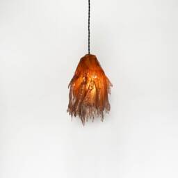 The Roca Lamp. Handmade One-Of-A-Kind, Brown Resin Pendant Sculptural Jellyfish Melting Drip Resin. Home Decor Light Fixture