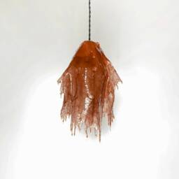 The Roca Lamp. Handmade One-Of-A-Kind, Brown Resin Pendant Sculptural Jellyfish Melting Drip Resin. Home Decor Light Fixture - thumbnail 3