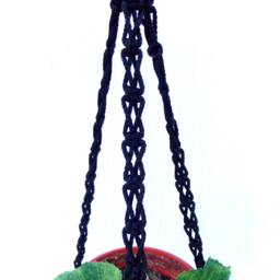 Black Macrame Plant Hanger 20 Inches 3mm Hanging Planter Window Cord Wall Hanging Planter Pattern Gift Idea Indoor Or Outdoor Decor - thumbnail 2